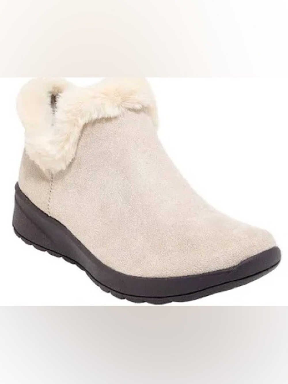 Life Stride BZEES Women's Beige Faux-Fur Ankle Booties Size 10